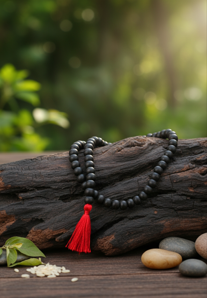 Certified karungali malai 108beads japa mala with lab certified 8mm beads, natural ebony wood malai