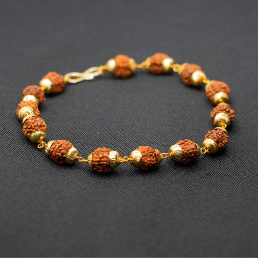 Premium golden Rudraksha raksha bracelet- traditional spiritual design