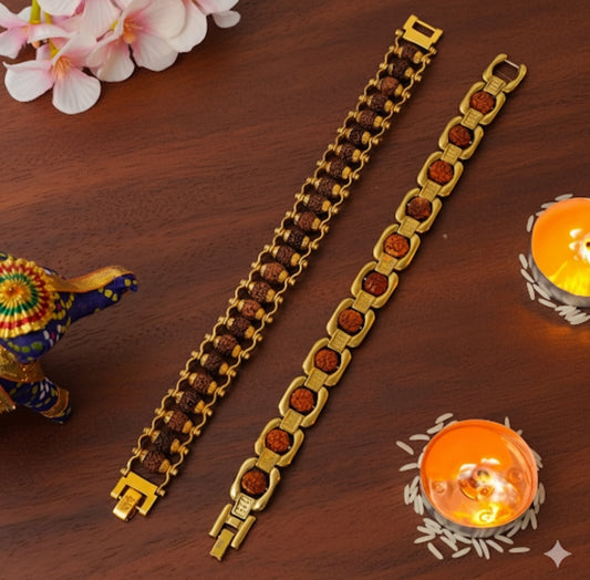 Premium golden Rudraksha raksha bracelet- traditional spiritual design